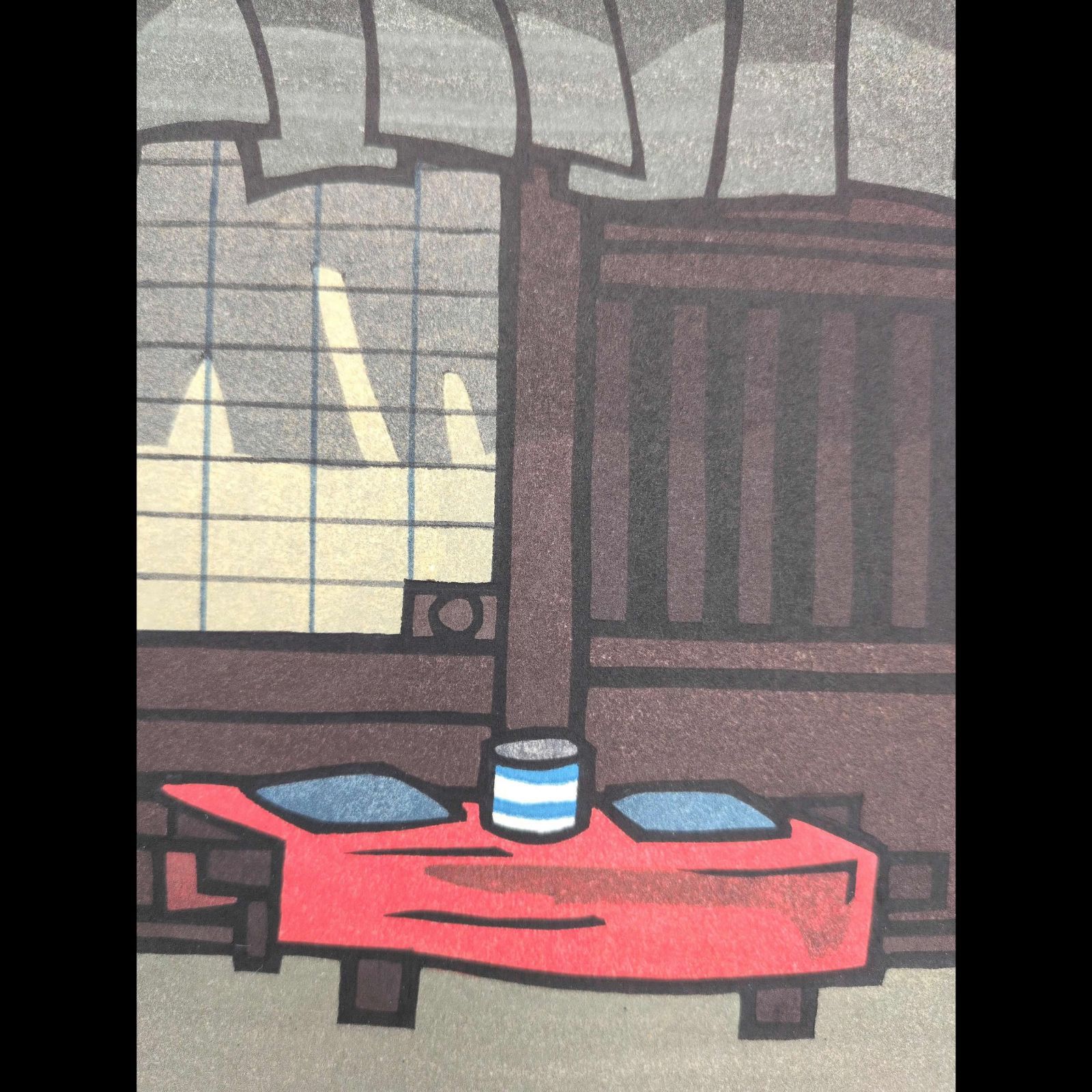 真作]創作版画 西嶋勝之先生木版画「春めく」サインあり 無限定 ☆送料