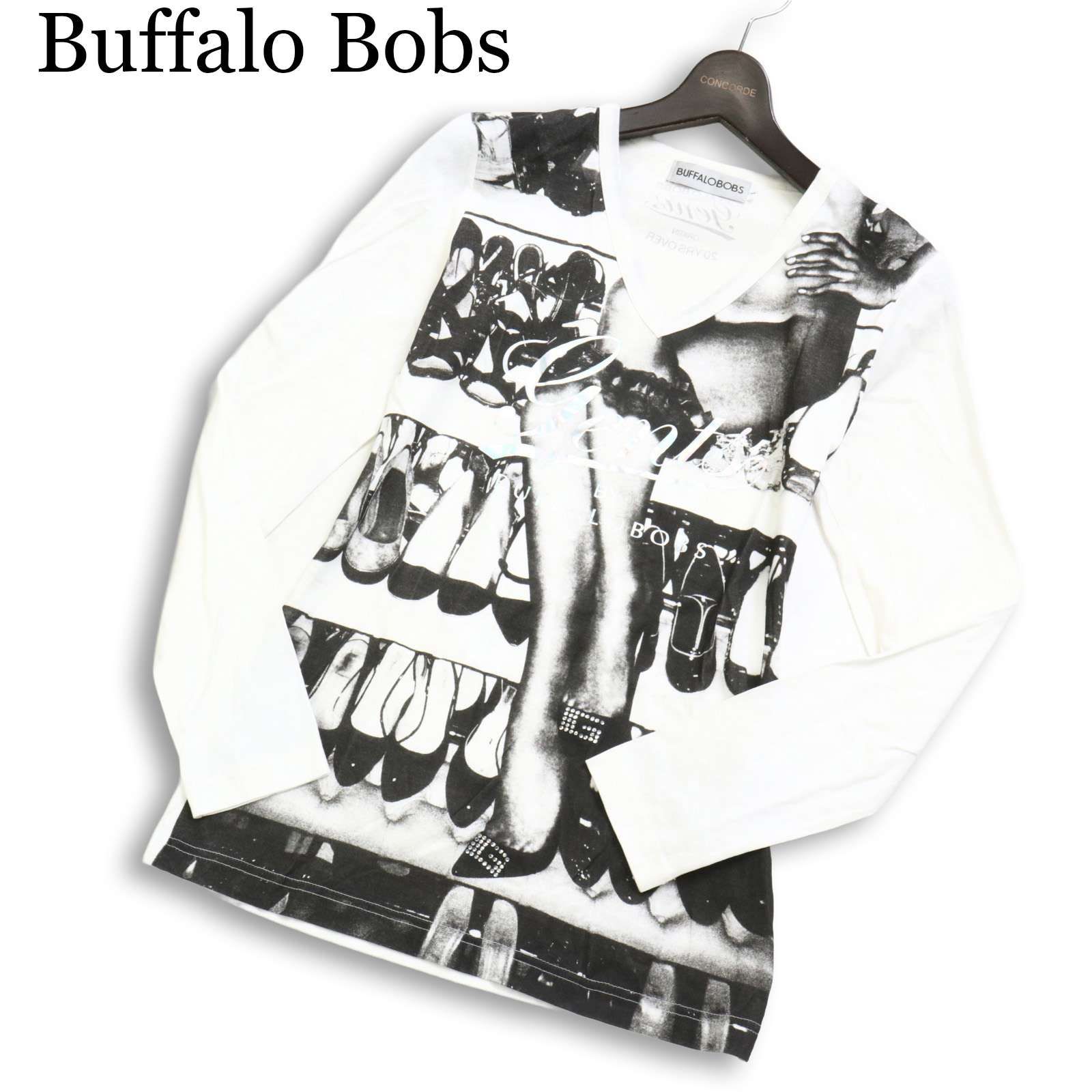 Buffalo Bobs バッファローボブス 通年☆ 長袖 Vネック フォトプリント 
