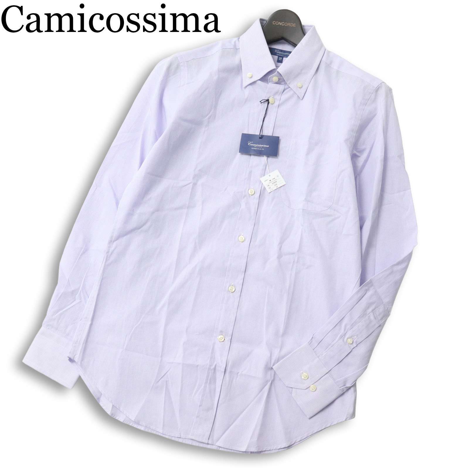 【新品 未使用】 Camicissima カミチッシマ 通年 長袖 チェック シャツ ワイシャツ Sz.39 15 1/2 メンズ