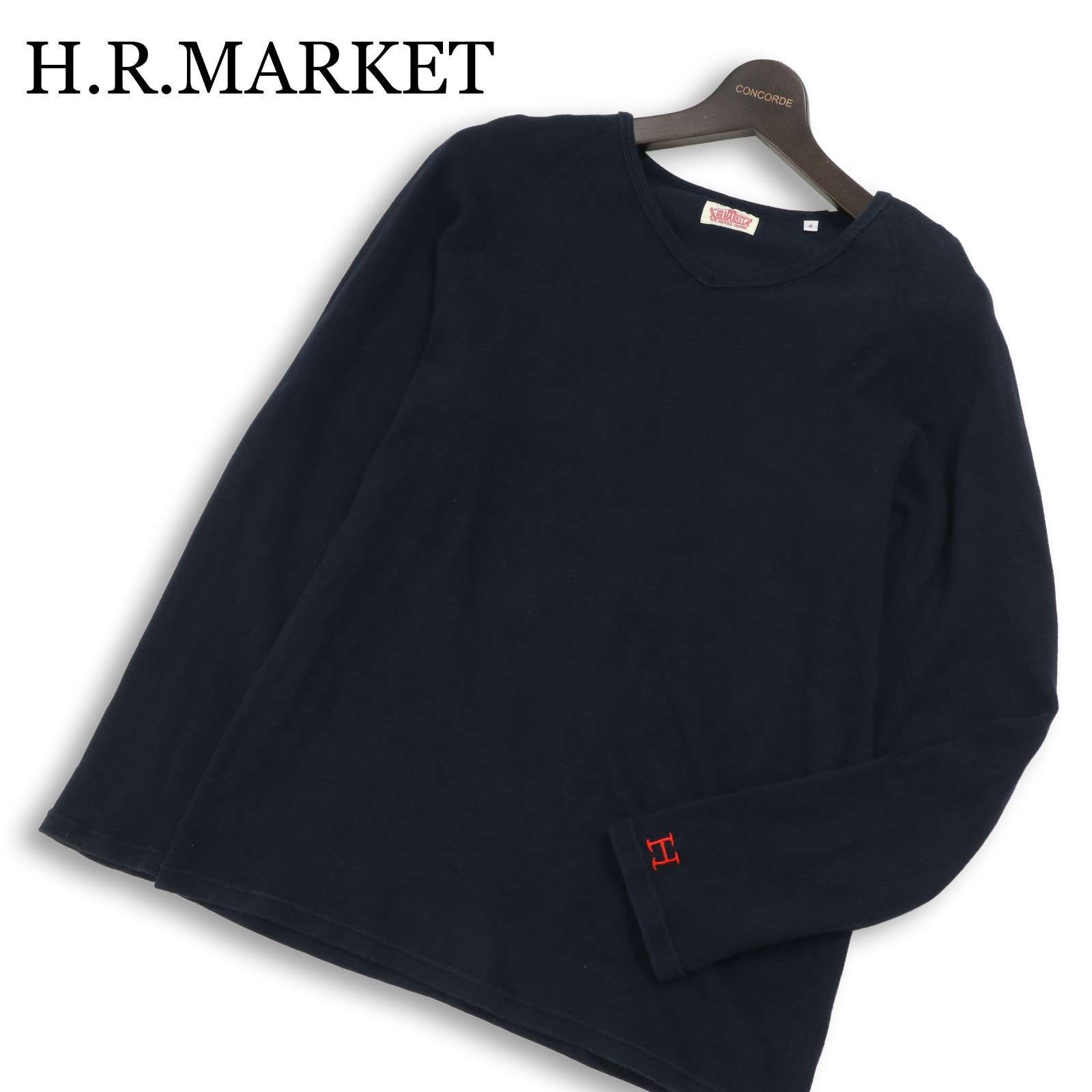 H.R.MARKET ハリウッドランチマーケット H刺繍 長袖 ストレッチ 