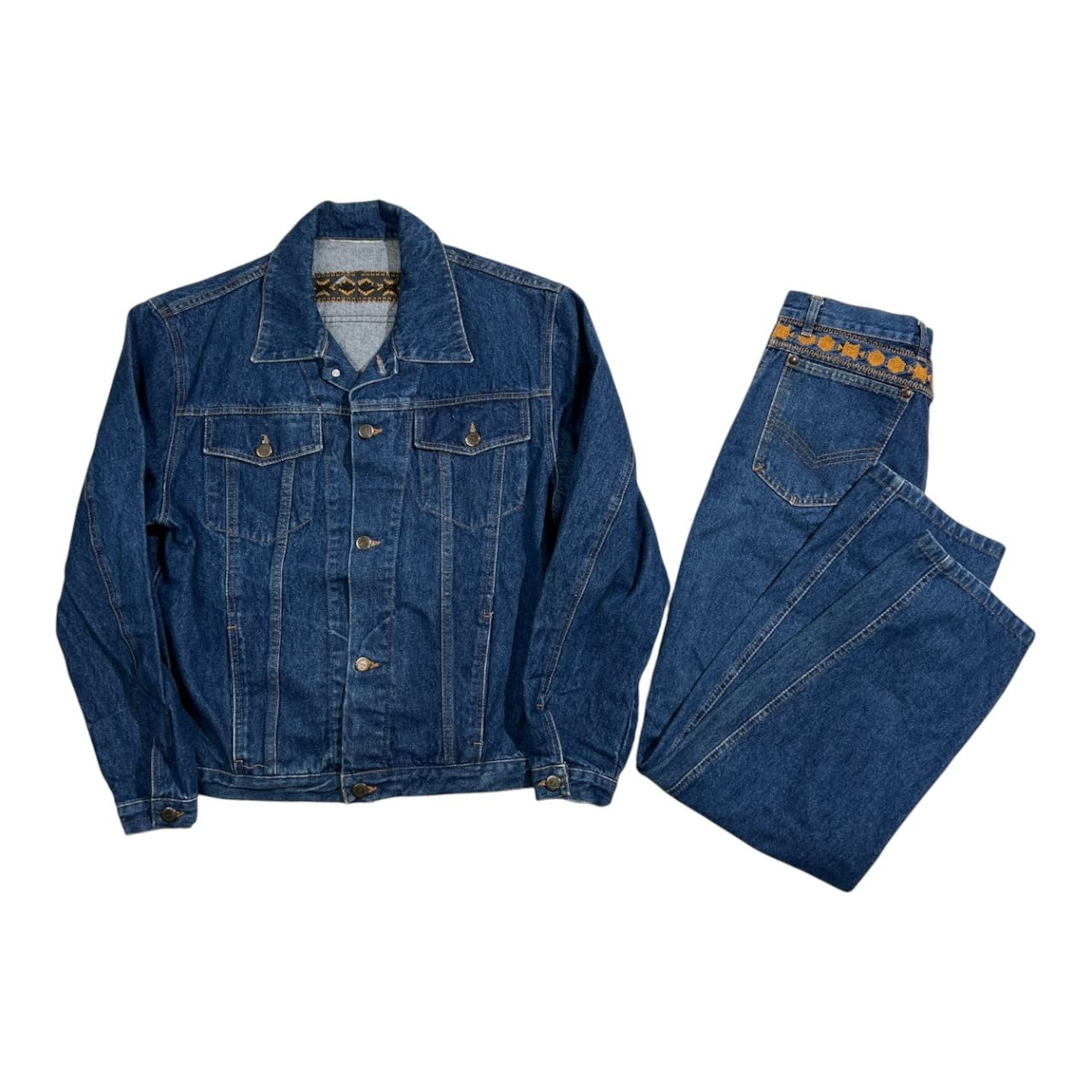 80s GIAN MARCO VENTURI 刺繍入り セットアップ デニム ジャケット