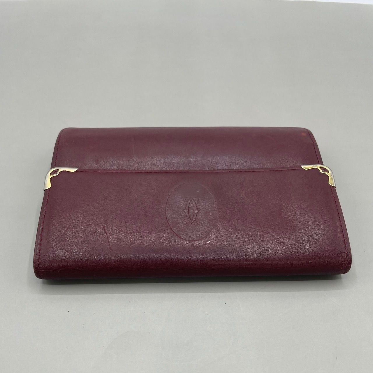 美品 Cartier カルティエ 二つ折り財布 マストライン ロゴ型押し