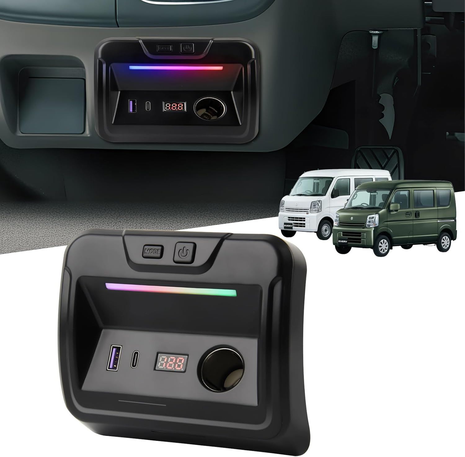 スズキ エブリイバン DA17V 増設電源ユニット DA17W 分配器 QC3.0 USB