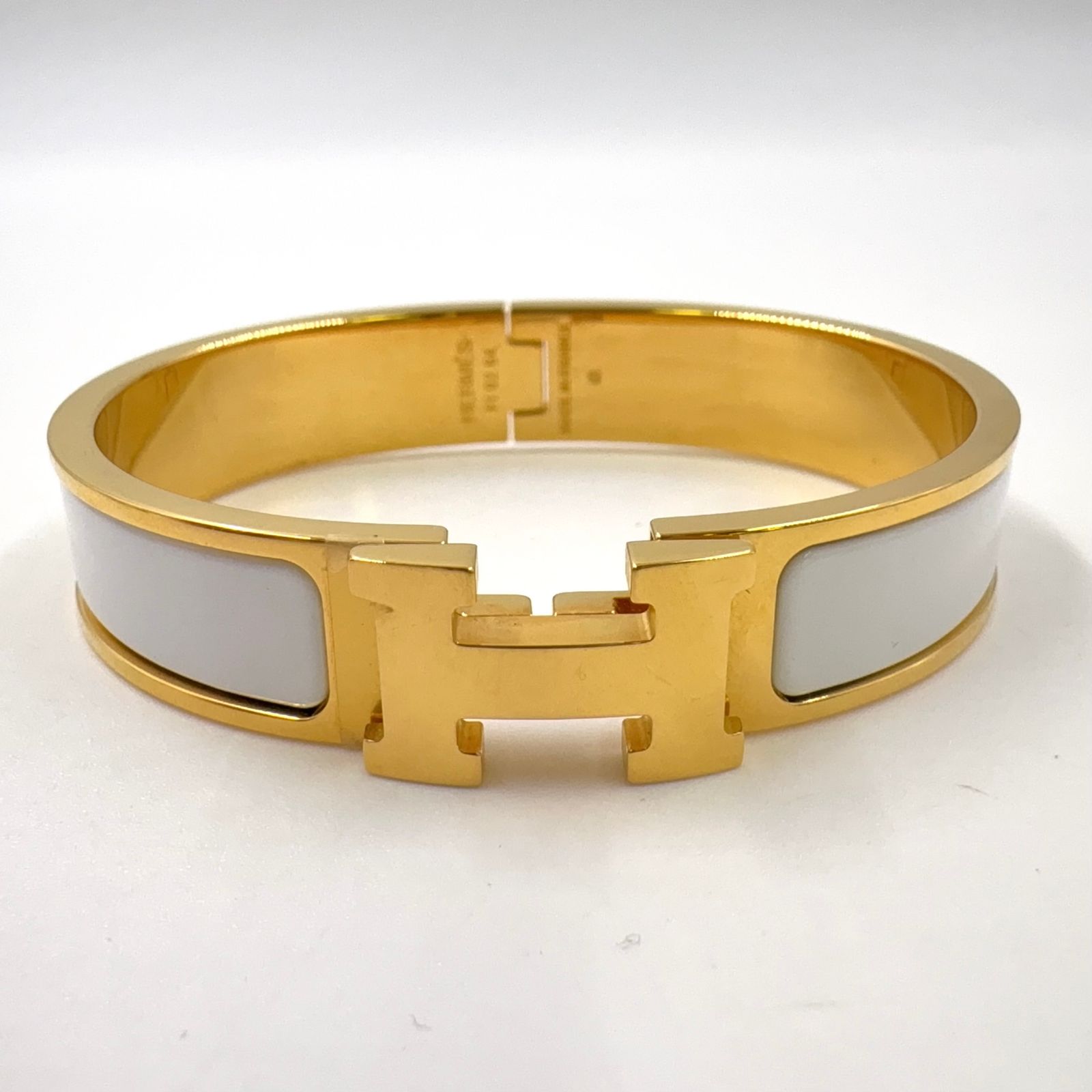 HERMES クリックH GP×エナメル ホワイト ブレスレット・バングル