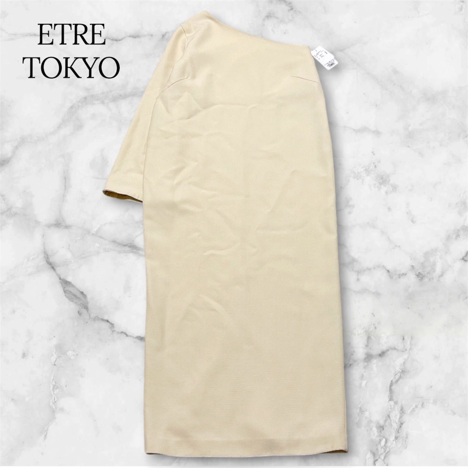 【新品タグ付】ETRE TOKYO 2wayスリーブワンショルダーワンピース オフホワイト Mサイズ エトレトウキョウ オケージョン 完売 ラインワンピース B1129