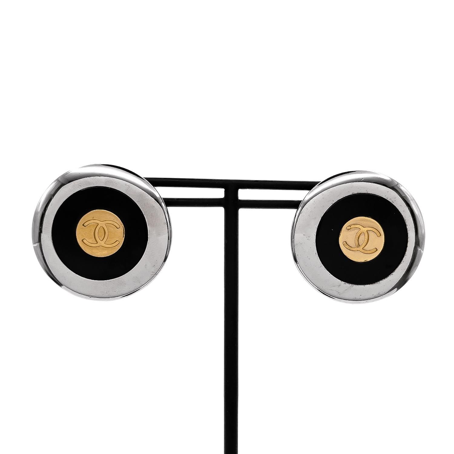 CHANEL シャネル ココマーク ラウンド イヤリング 2.9cm シルバー 