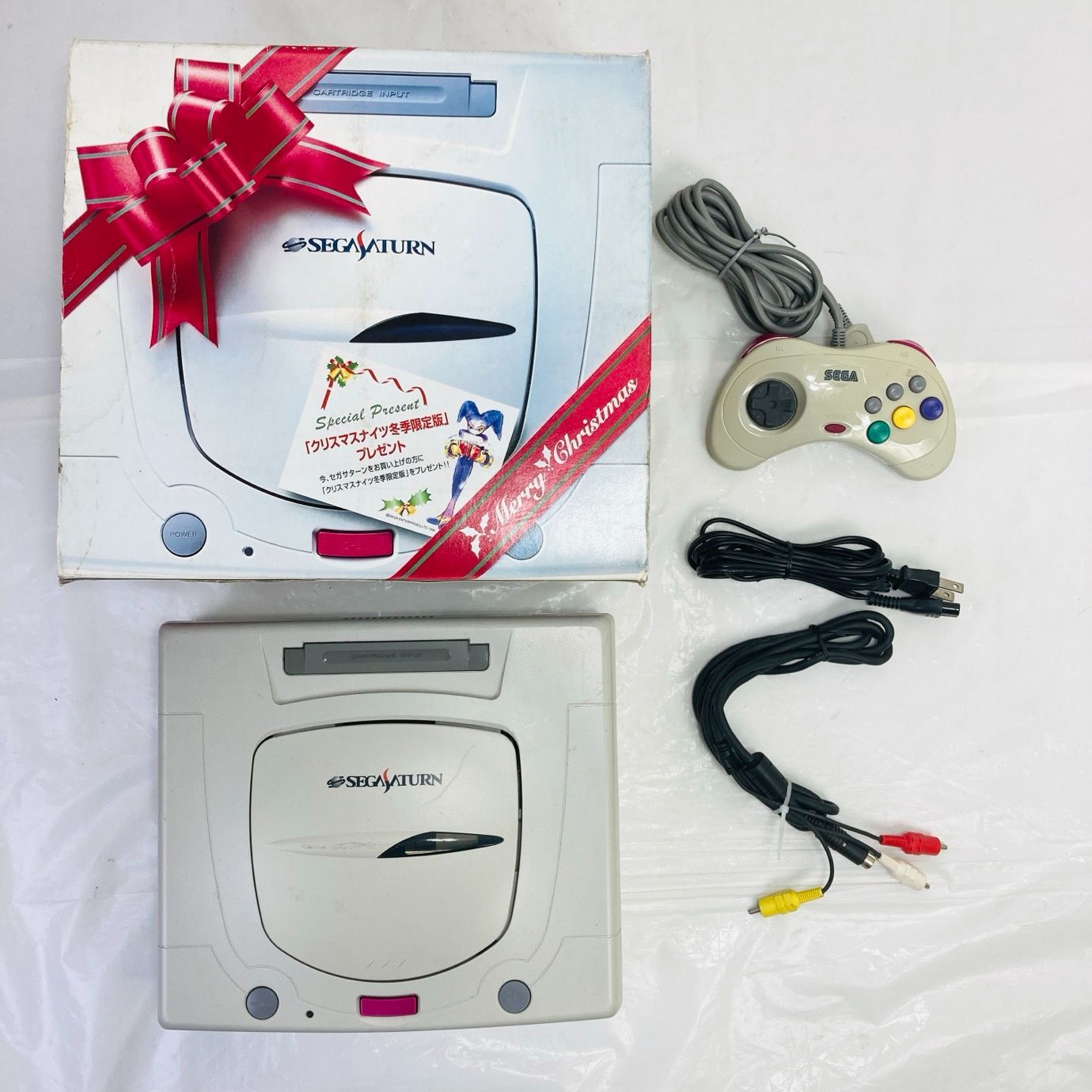 元箱 セガサターン 本体 ホワイト クリスマスパック コントローラー 動作品 シリアル番号不明 ソフト欠品