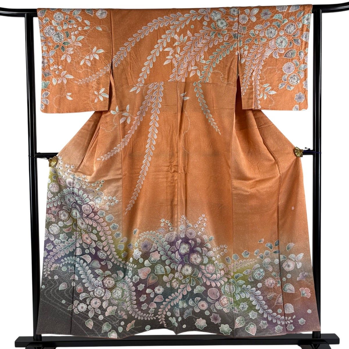 美品】 訪問着 身丈155cm 裄丈62cm S 袷 落款 辻が花柄 流水 銀通し 