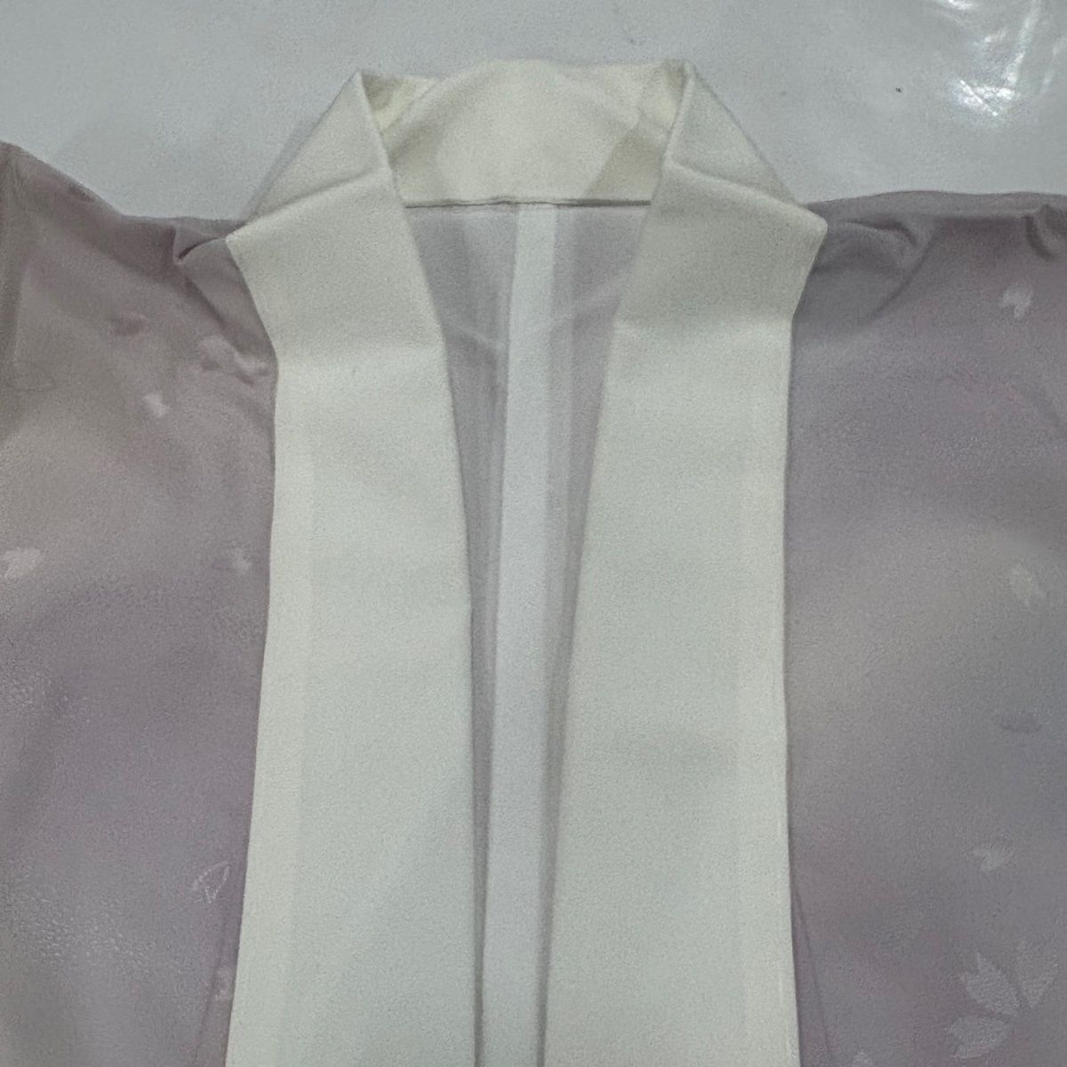 美品】 長襦袢 身丈132cm 裄丈65cm M 桜の花びら ぼかし 薄紫 正絹 秀品 【