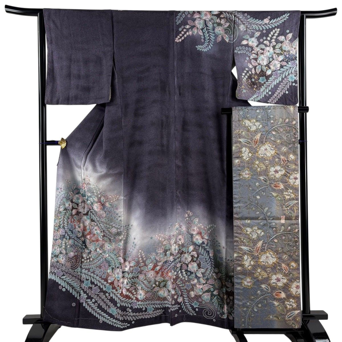 美品】 訪問着 身丈160.5cm 裄丈64.5cm M 袷 袋帯セット 辻が花 金彩 