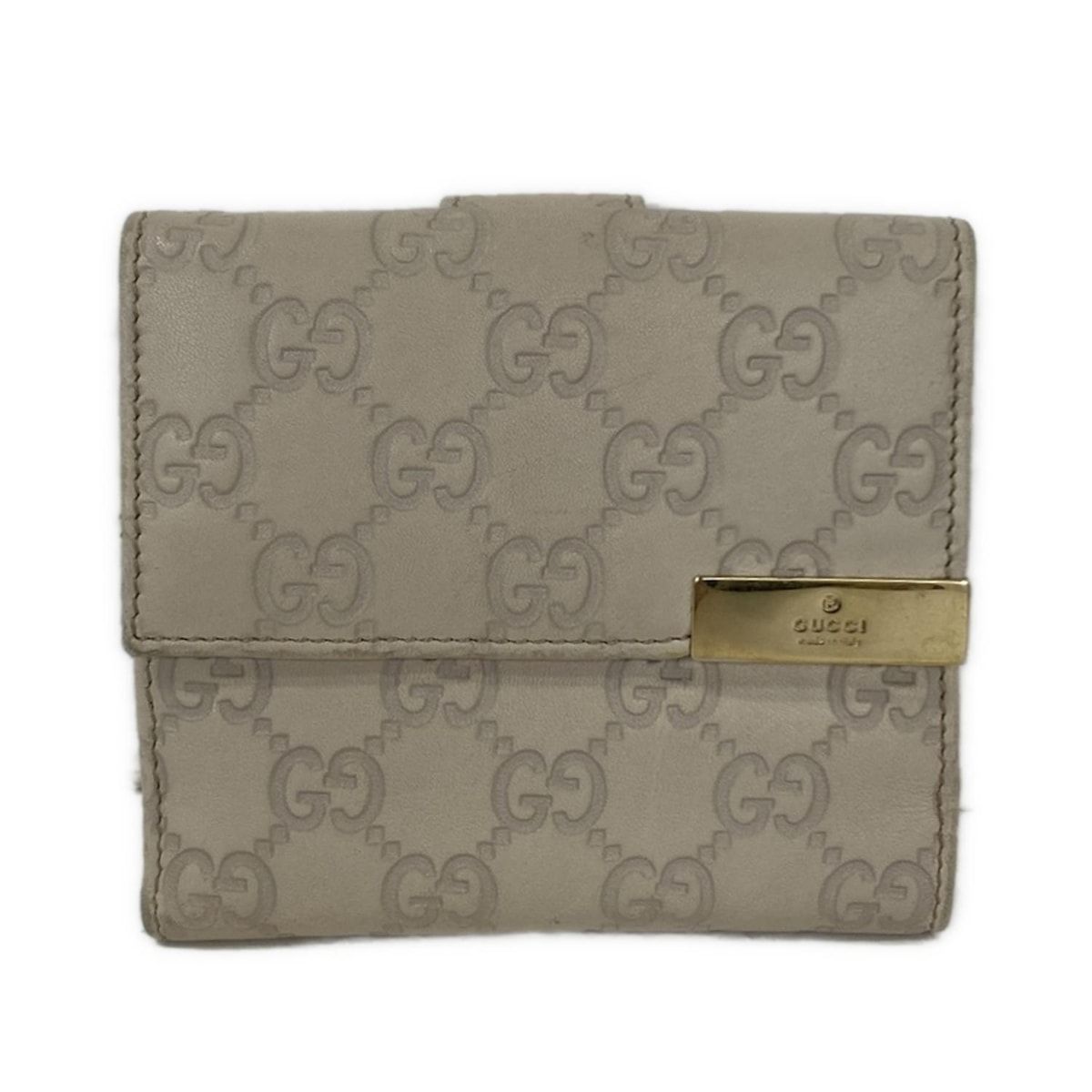 財布・ケース・小物入れ Yow GUCCI(グッチ) Wホック財布 シマライン 257015 アイボリー レザー