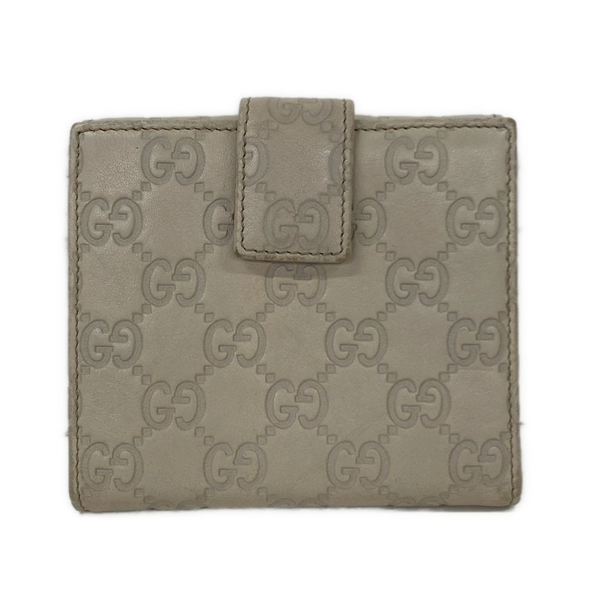 GUCCI(グッチ) Wホック財布 シマライン 257015 アイボリー レザー