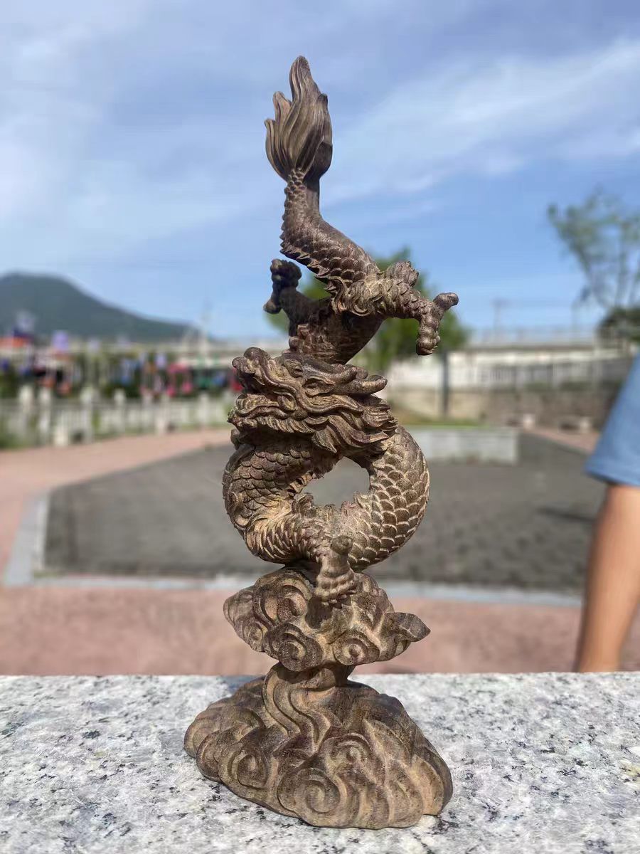 龍 木彫り置物 沈香木彫刻｜辰年 縁起物・龍神様グッズ 金運上昇 開運 