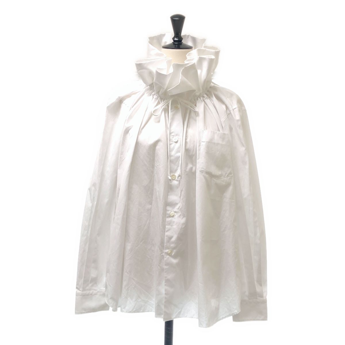 COMME des GARCONS COMME des GARCONS / コムコム | 2023SS | 綿ブロード 襟ラッフルギャザー ブラウス シャツ | S | ホワイト | レディース COMME des GARCONS COMME des GARCONS / コムコム | 2023SS | 綿