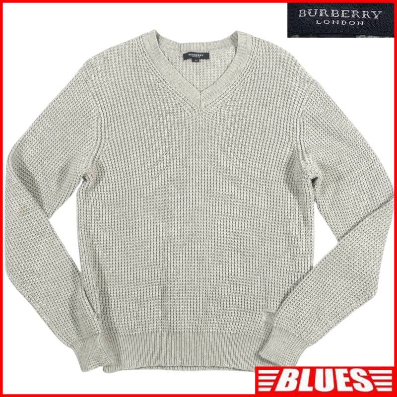BURBERRY バーバリー セーター ニット M カシミヤ グレー 刺繍