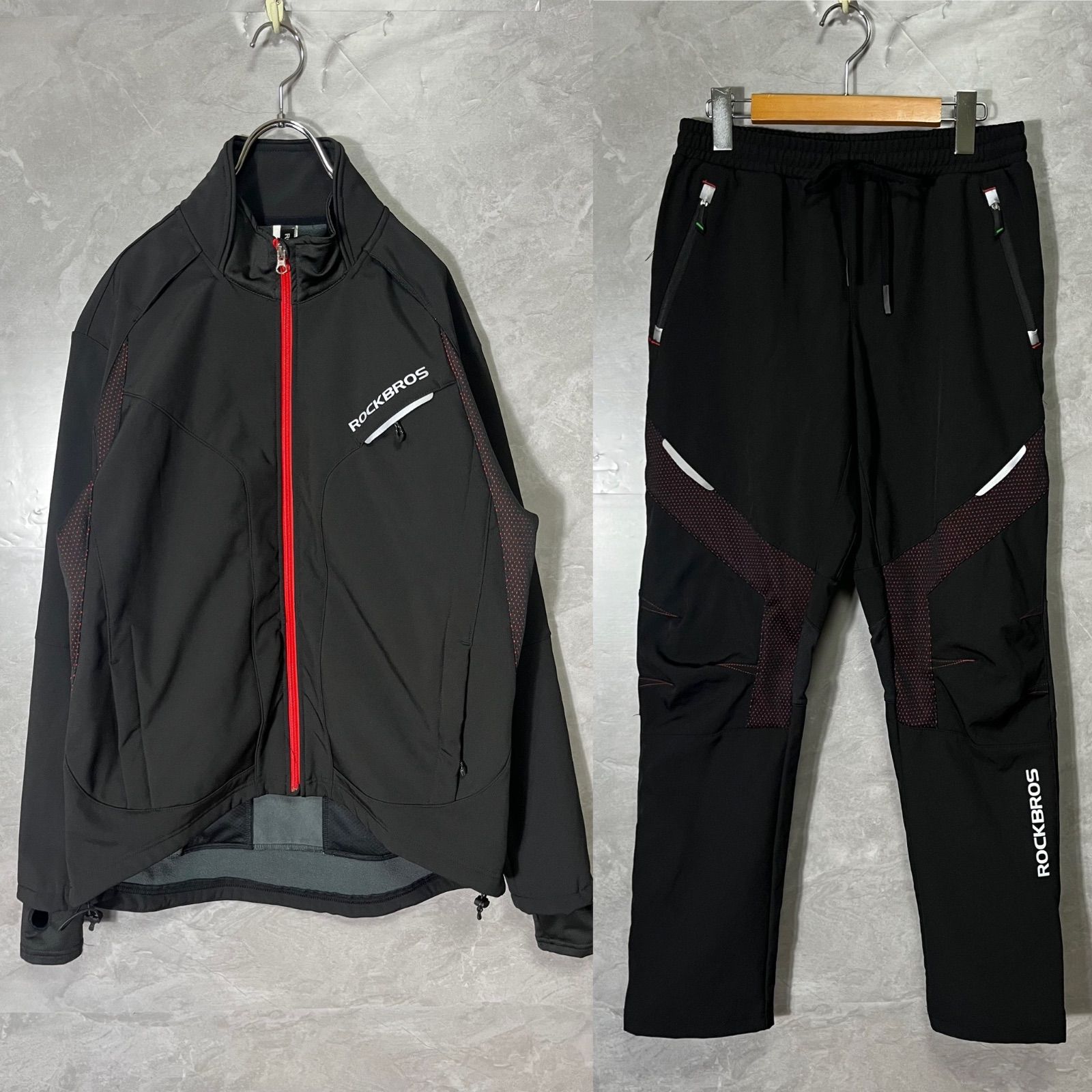ROCKBROS ロックブロス サイクル ジャケット XL 裏起毛 サイクリング パンツ L 自転車 ロードバイク 2着set
