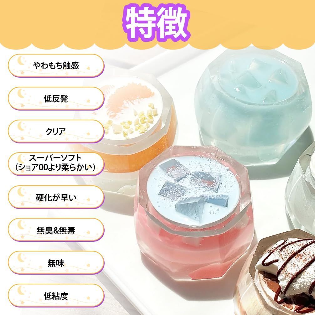 FUNSHOWCASE スクイーズレジンセット 500ml クリア 大容量 封入パーツ