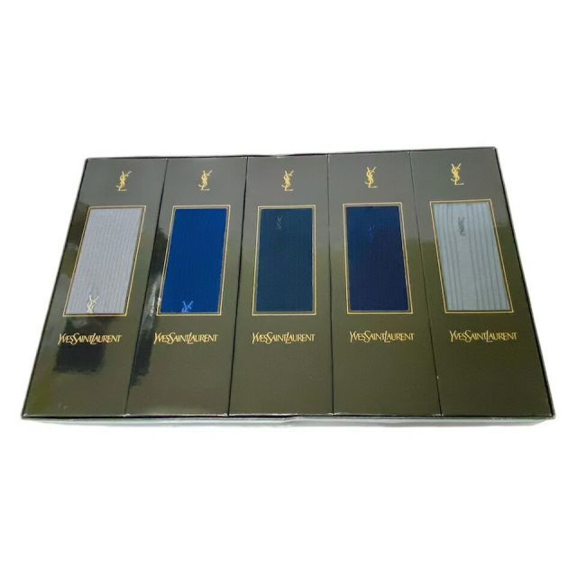 未使用 保管品 イヴサンローラン Yves Saint Laurent 靴下 5足セット 未使用品 25cm マルチカラー 綿 ナイロン コットン メンズ ソックス  服飾小物 紳士用 紳士靴下 ビジネスソックス ワンポイント 