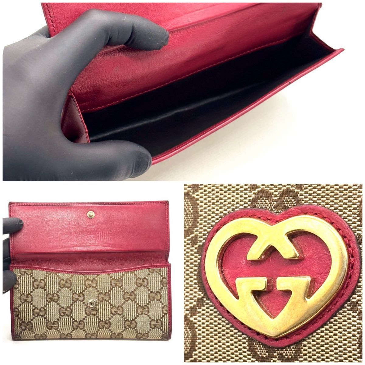 GUCCI 長財布 GG キャンバス ラブリーハート インターロッキング