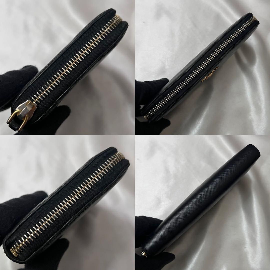 ◇カード付き美品◇プラダ 長財布 サフィアーノレザー ロゴ金具 