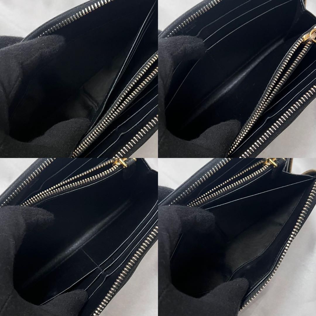 ◇カード付き美品◇プラダ 長財布 サフィアーノレザー ロゴ金具 