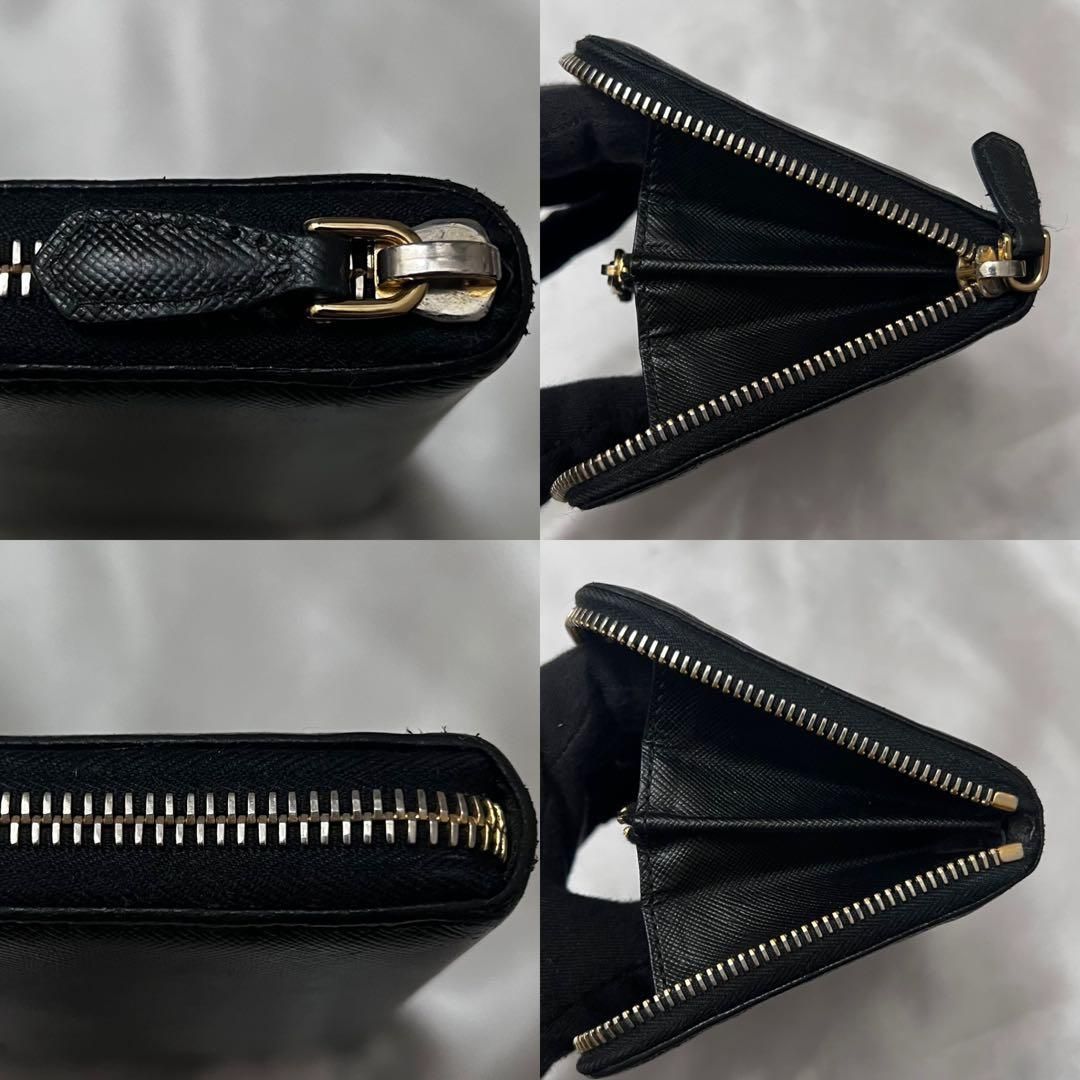 ◇カード付き美品◇プラダ 長財布 サフィアーノレザー ロゴ金具