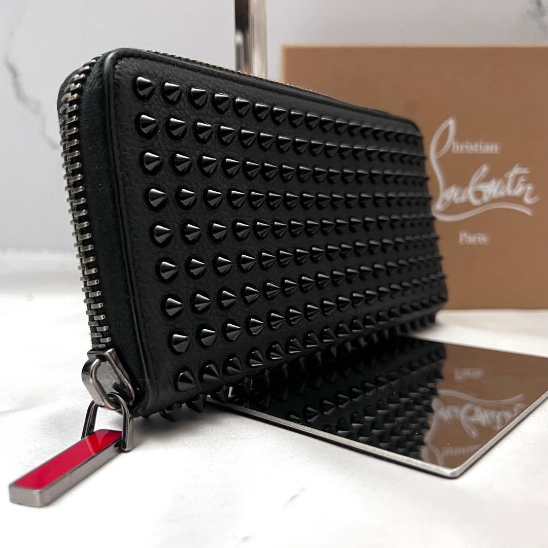 ◇極美品◇ルブタン パネトーネ スパイクスタッズ長財布 ブラック シボ 