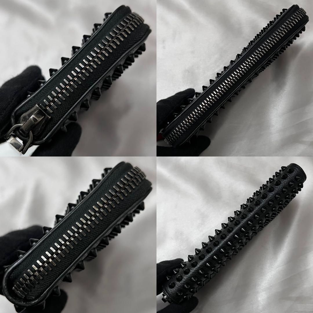 ◇極美品◇ルブタン パネトーネ スパイクスタッズ長財布 ブラック シボ