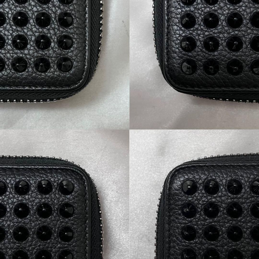 ◇極美品◇ルブタン パネトーネ スパイクスタッズ長財布 ブラック シボ
