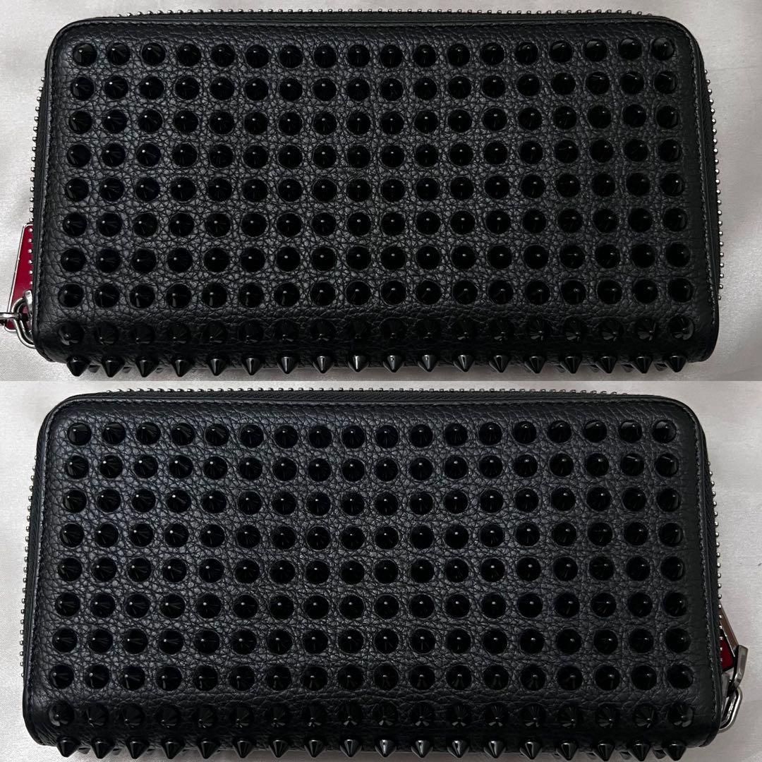 ◇極美品◇ルブタン パネトーネ スパイクスタッズ長財布 ブラック シボ