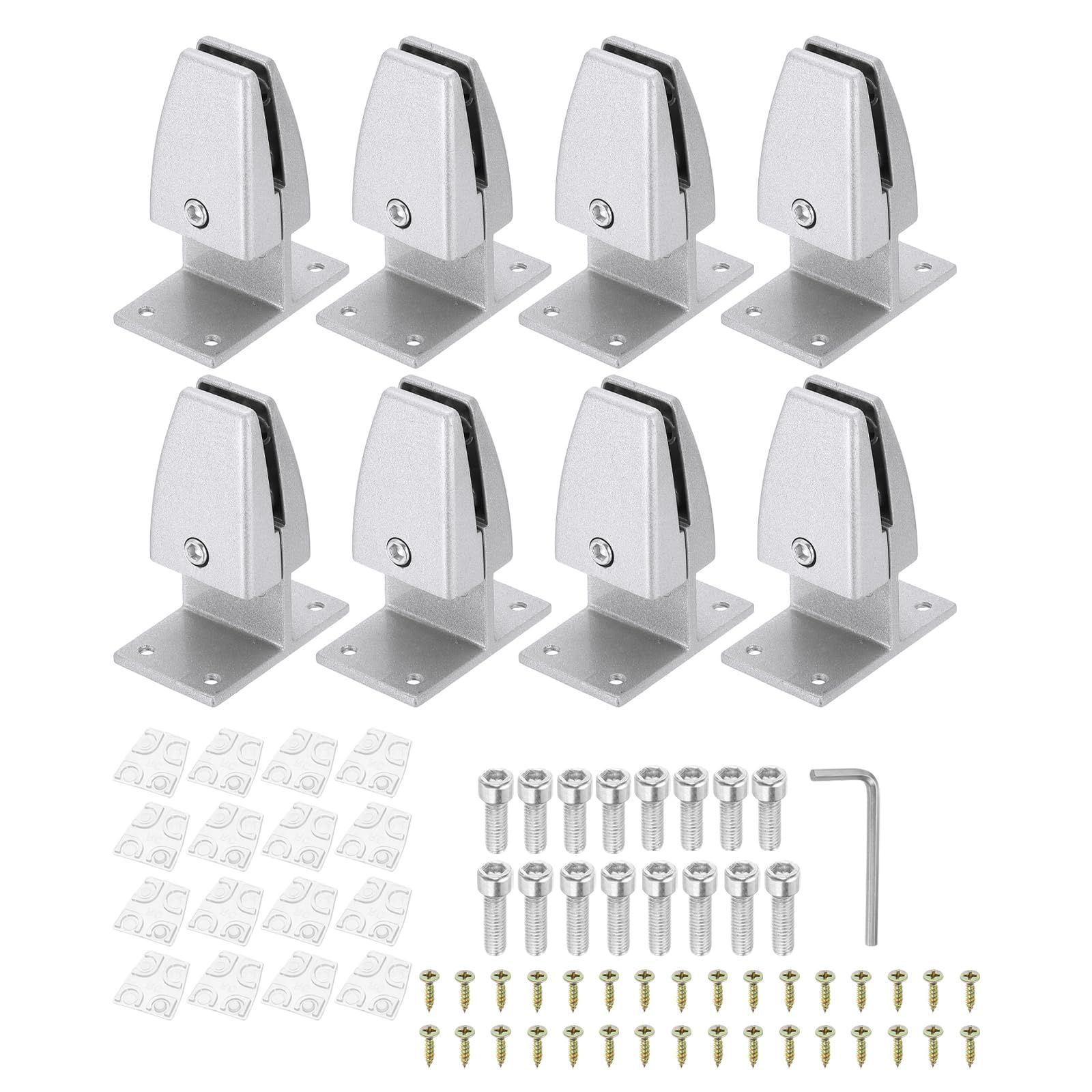 Brand New PATIKIL 2.8 x 1.7 x 3.6 inch Desk Divider Support Clamps 8 Pcs Aluminum Desk Shield Clamp Desk Divider Partition Clamp Snes Guard Clamp Support Office Home Desk Panel Silver