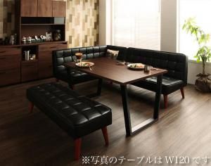 ダイニングセット ソファ ダイニング セット ヴィンテージ ソファダイニング 4人 合皮 4点セット(テーブル+ソファ1脚+アームソファ1脚+ベンチ1脚) 左アーム 黒 ブラック 幅150