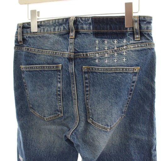 スビ Ksubi デニムパンツ ジーンズ USED加工 刺繍 28 水色 ライト