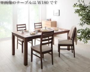 ダイニングセット（テーブル&チェア） 総無垢材ワイドダイニング 4人 5点セット(テーブル+チェア4脚) ウォールナット PVC座 W160