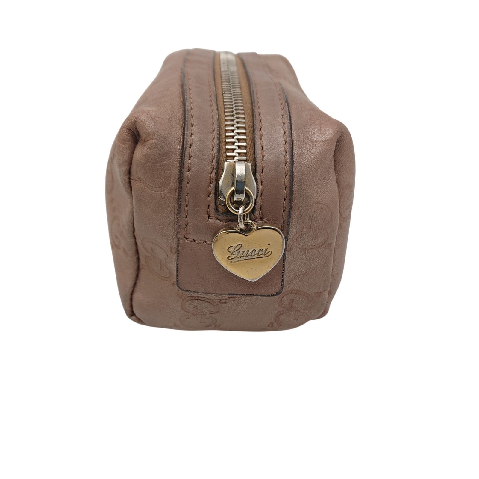 GUCCI グッチ ポーチ シマ GG ピンク ベージュ レザー メイクポーチ 