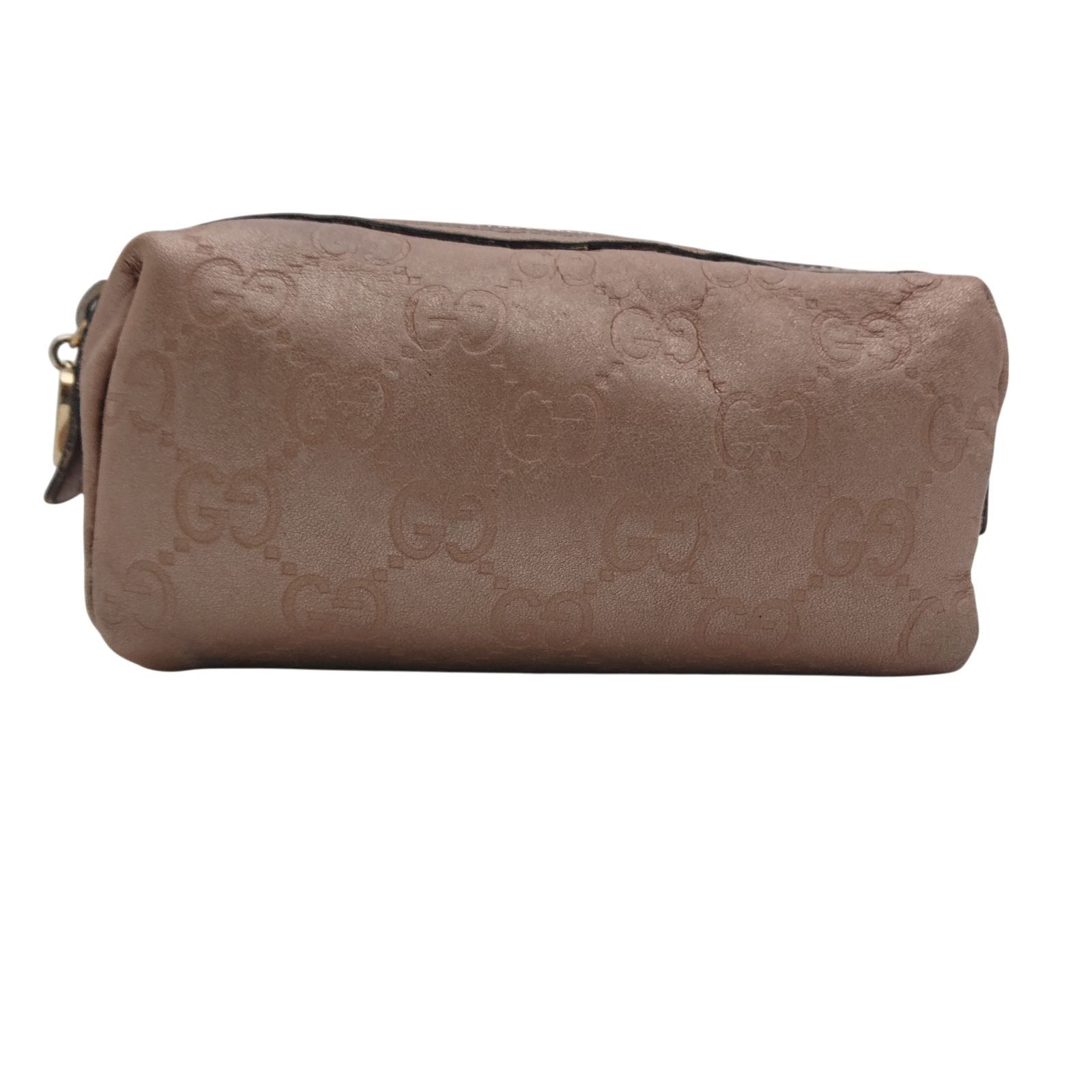 GUCCI グッチ ポーチ シマ GG ピンク ベージュ レザー メイクポーチ 