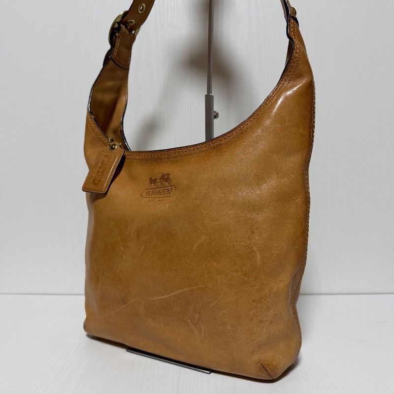 美品　COACH　コーチ　レザー　ショルダーバッグ　キャメルブラウン COACH コーチ レザー ショルダーバッグ キャメル ブラウン 本革 ワン