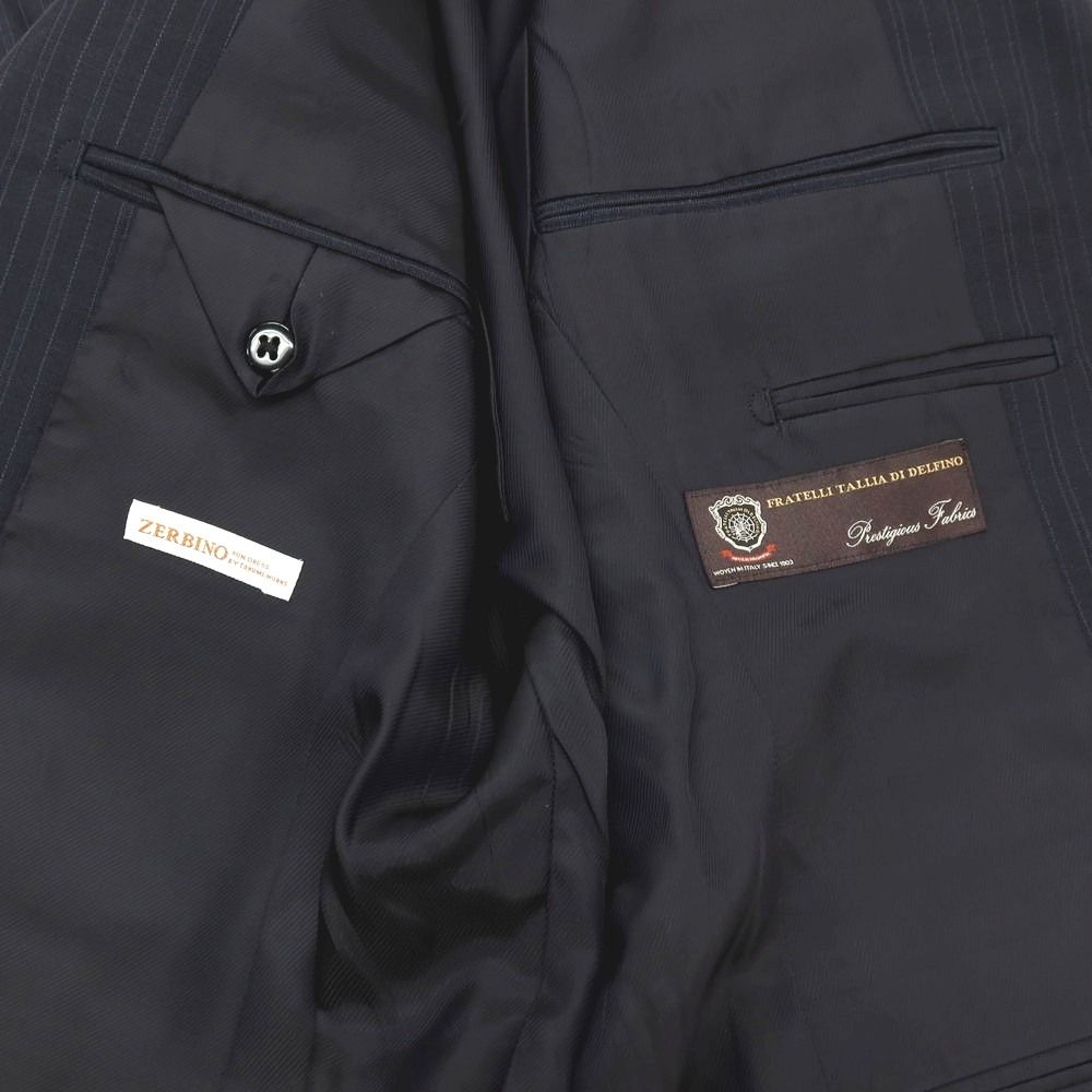 中古】ゼルビーノ ZERBINO ウール ストライプ 2つボタンスーツ