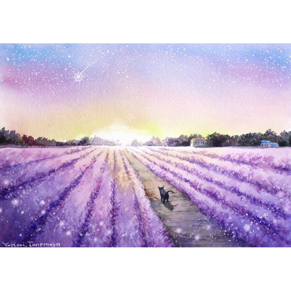 アクリル画 原画 「ラベンダー畑13」額縁付 SMサイズ 風景画 【公式通販】
