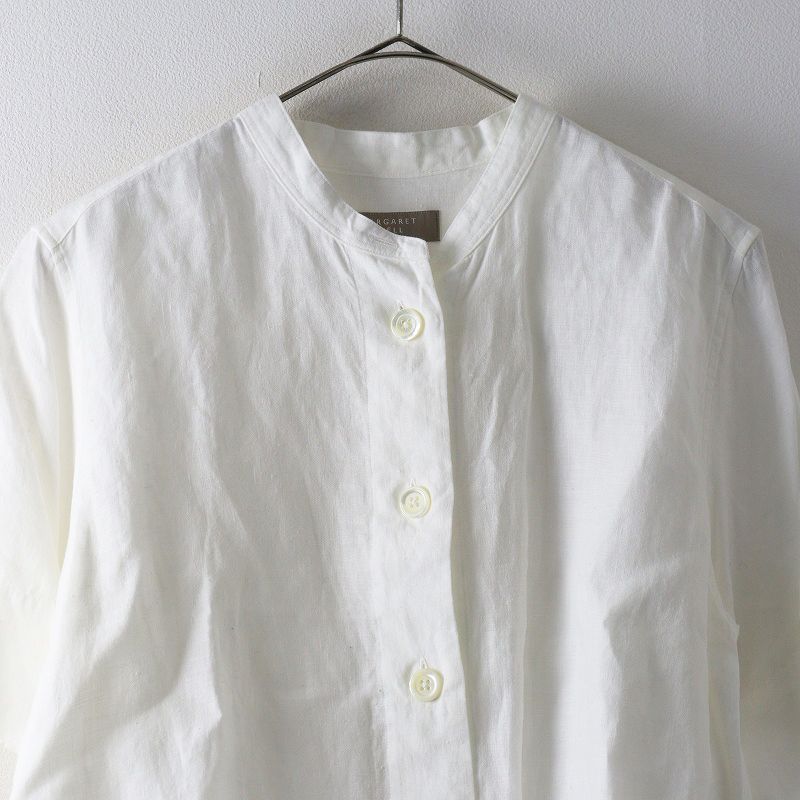 マーガレットハウエル  麻ブラウス マーガレットハウエル MARGARET HOWELL PLAIN LINEN カラーレスシャツ
