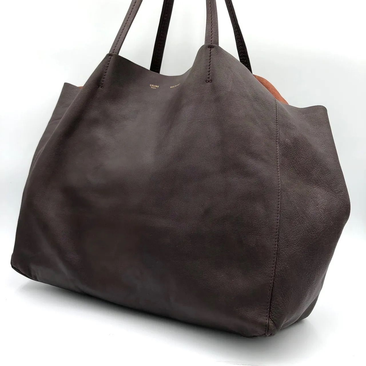 セリーヌ CELINE ホリゾンタルカバ トートバッグ レザー ダーク 