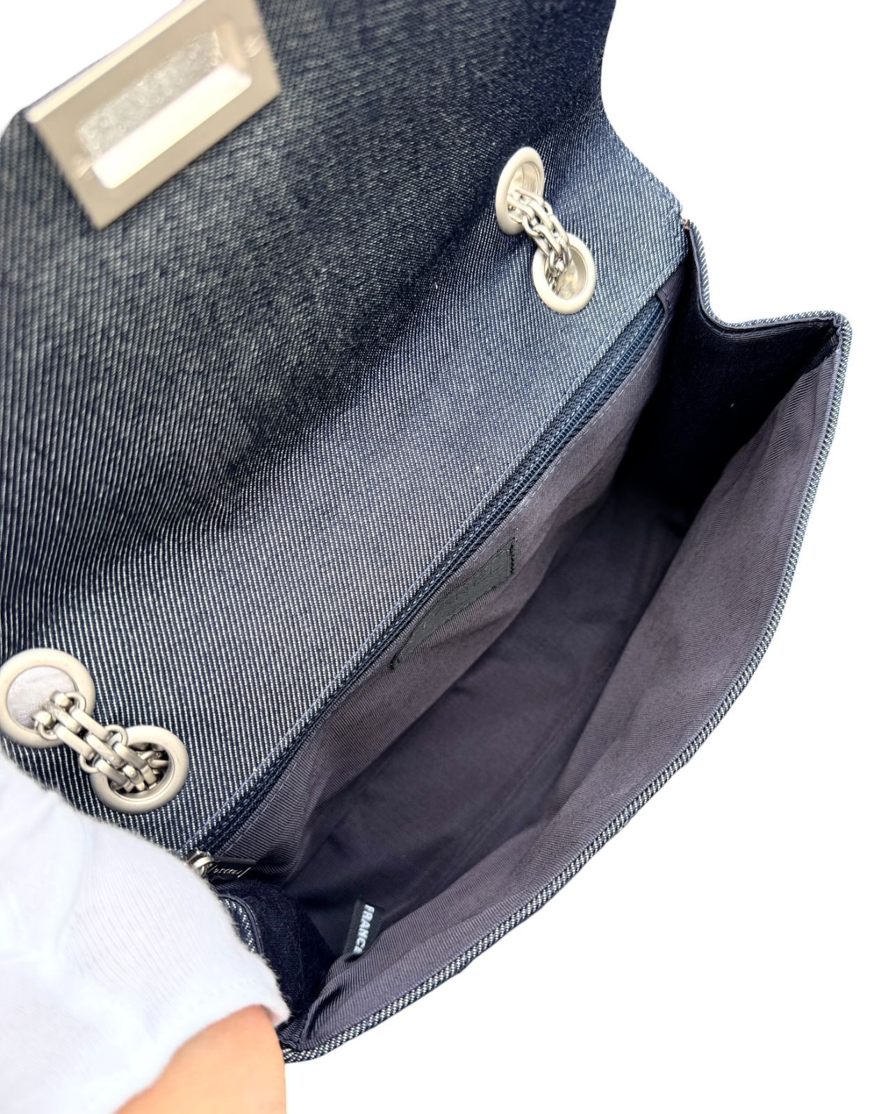 シャネル　2.55 デニム　チェーンショルダー　バッグ 超美品◇シャネルCHANELデニム2.55チョコバーマトラッセシルバーSV金具