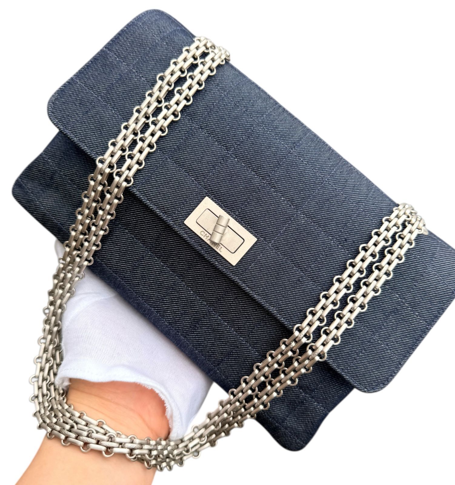 シャネル　2.55 デニム　チェーンショルダー　バッグ シャネル チェーンバッグ ミニマトラッセ デニム – co&co