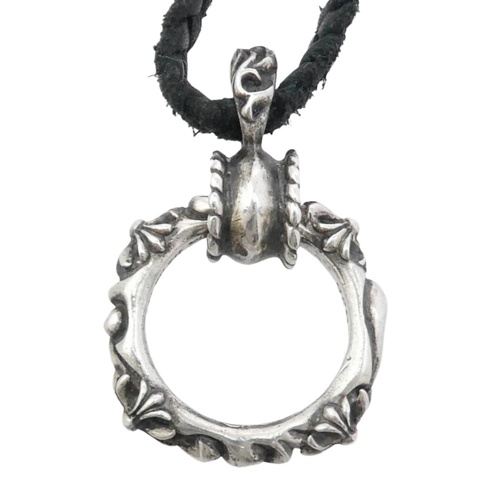 CHROME HEARTS クロムハーツ（原本無） EWLP SBT アイウェアループ SBTバンド Wレザー ブレード シルバー ネックレス ブラック系 シルバー系【中古】 CHROME HEARTS クロムハーツ（原本無） EWLP SBT アイウェアループ SBT