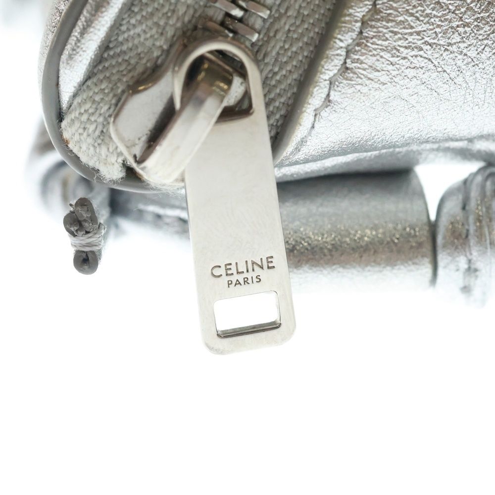 CELINE セリーヌ LOGO PRINTED TRUMPET SHOULDER BAG ロゴ プリント トランペット ショルダーバッグ シルバー CELINE (セリーヌ) LOGO PRINTED TRUMPET SHOULDER BAG ロゴ プリント