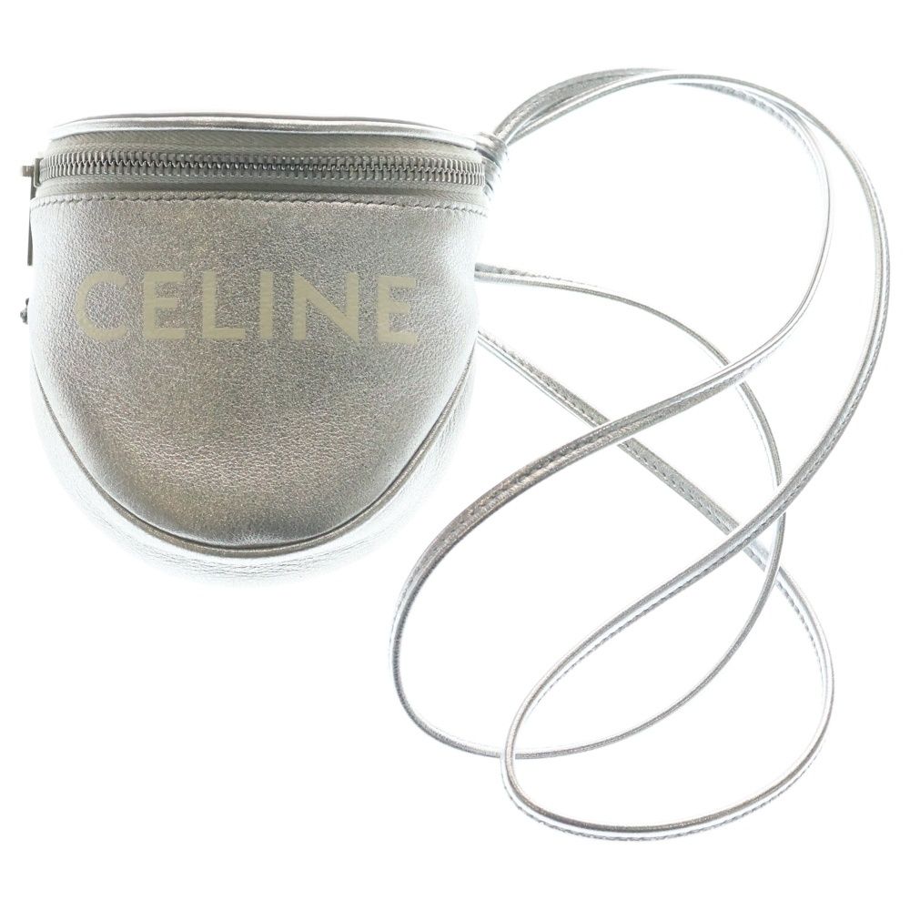 CELINE セリーヌ LOGO PRINTED TRUMPET SHOULDER BAG ロゴ プリント トランペット ショルダーバッグ シルバー CELINE (セリーヌ) LOGO PRINTED TRUMPET SHOULDER BAG ロゴ プリント