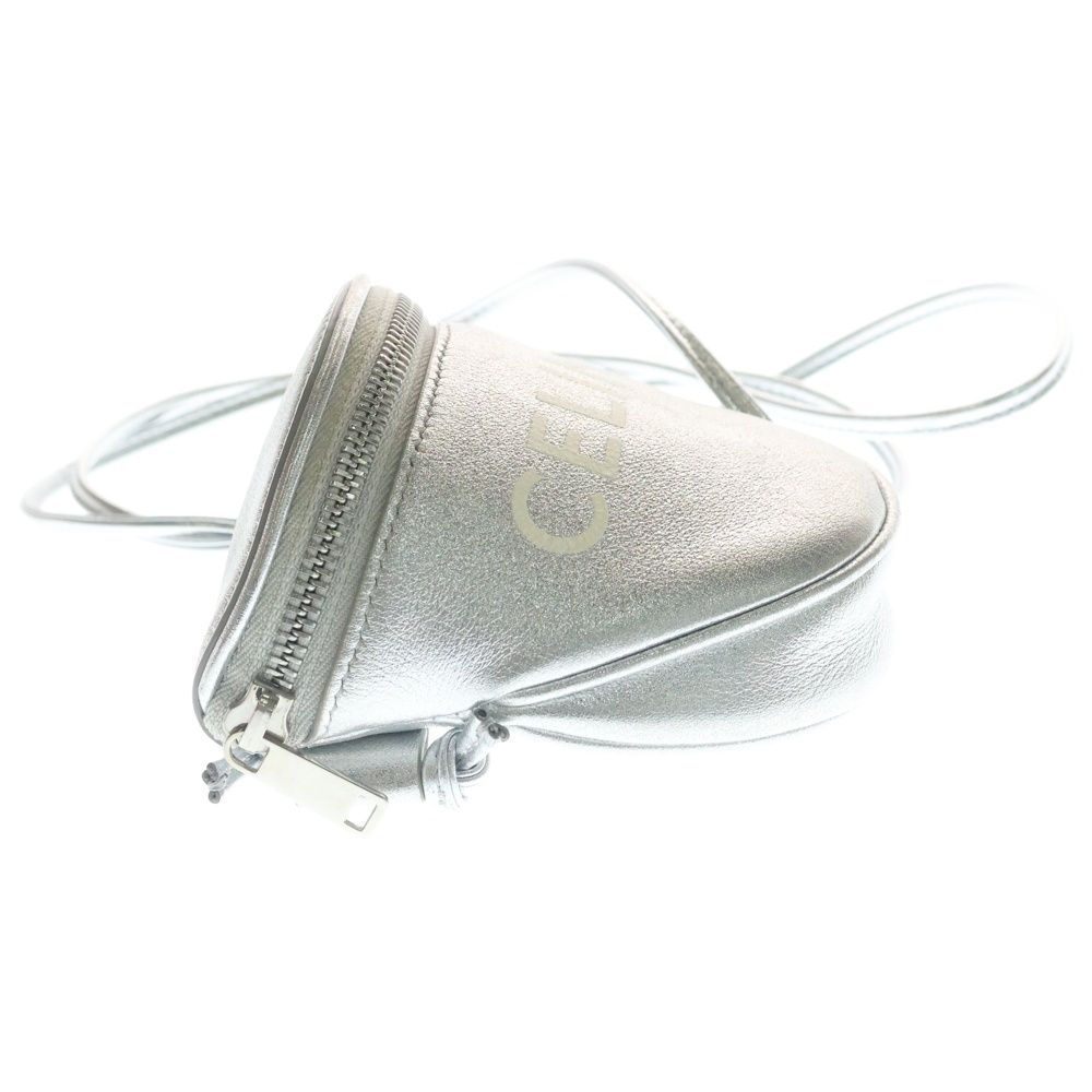 CELINE セリーヌ LOGO PRINTED TRUMPET SHOULDER BAG ロゴ プリント トランペット ショルダーバッグ シルバー CELINE (セリーヌ) LOGO PRINTED TRUMPET SHOULDER BAG ロゴ プリント