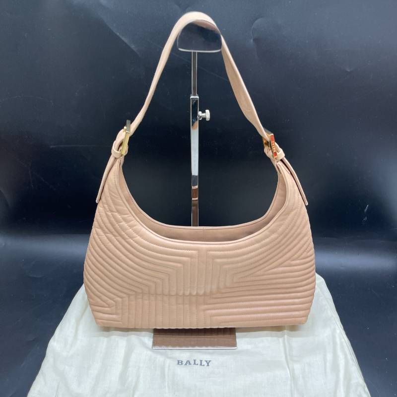 T451 BALLY キルティング ワンショルダーバッグ レザー ベージュ