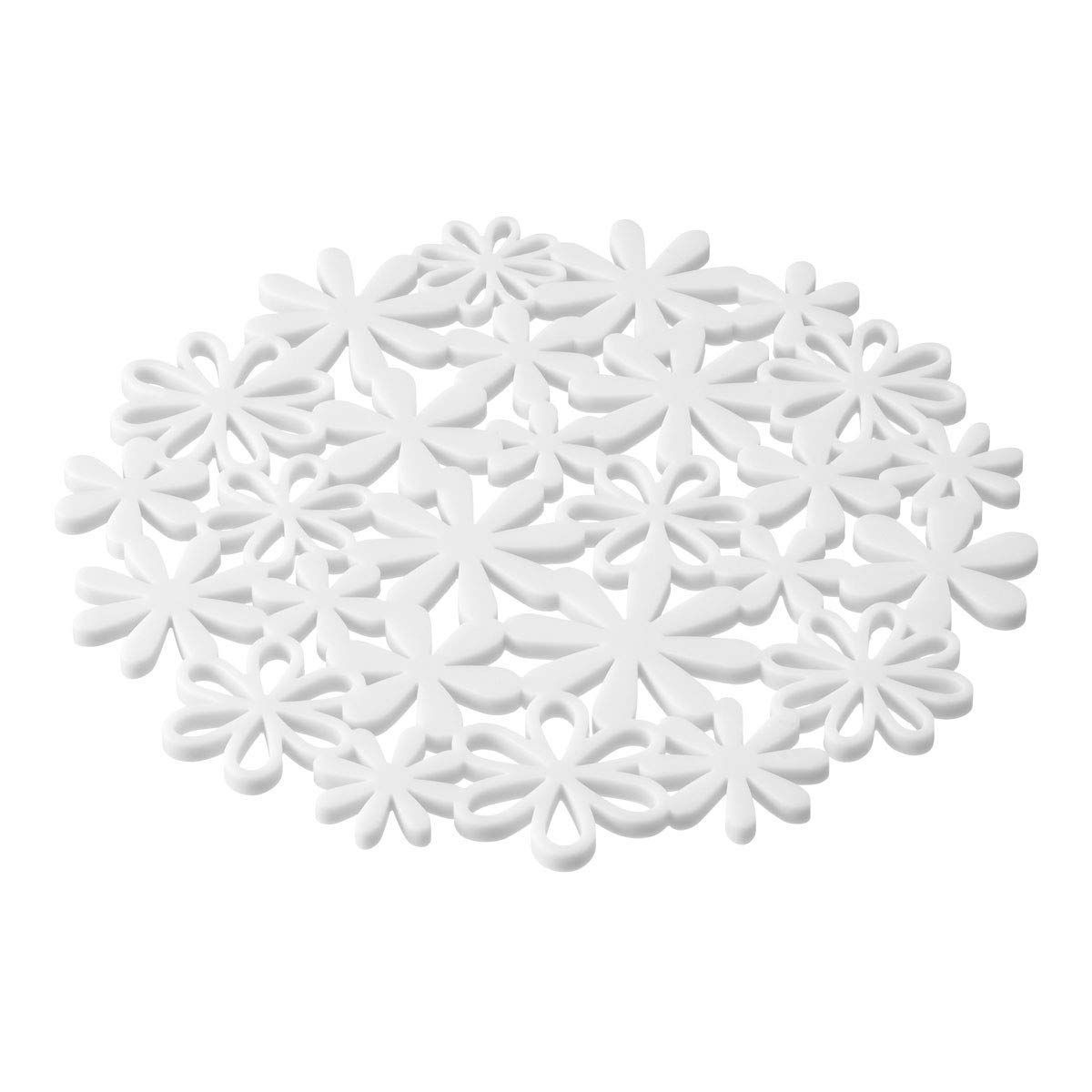 【まもなく終了】シリコン 鍋敷き 約W20×D20×H0.5cm ホワイト 7679 フラワー ナベ敷き (Yamazaki) 山崎実業