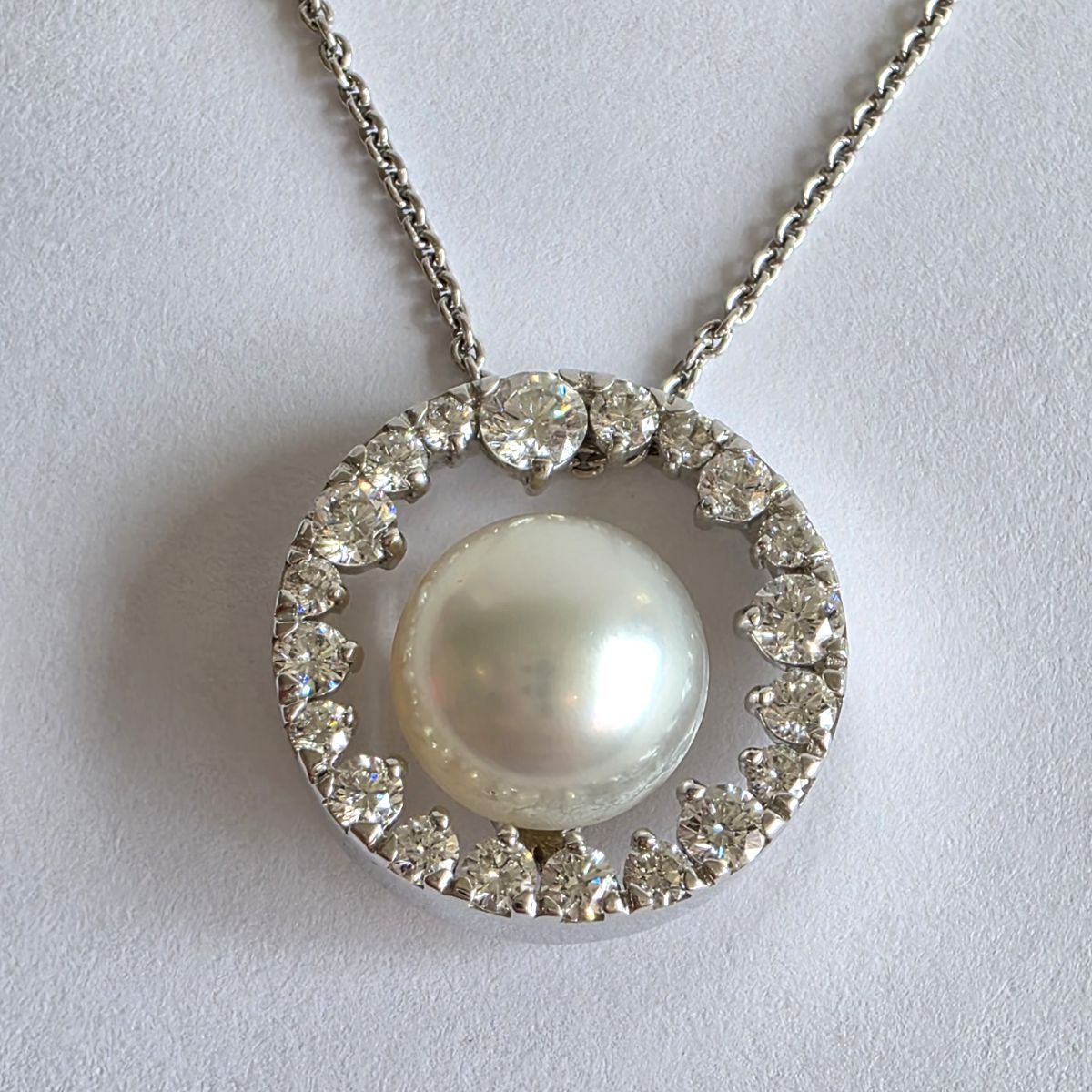 MIKIMOTO ミキモト ダイヤモンド サークル アコヤパール ネックレス 
